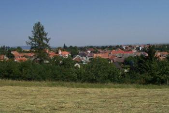 Seloutky - Pohled na kapli Panny Marie a obec z vyvýšeniny nad Žlibkem (© Ivo Rozehnal, 08/2007)