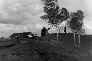 Určice - větrný mlýn - Historická fotografie větrného mlýna v Určicích. Fotografie dánase souhlasem autora originálu (© JV ?)