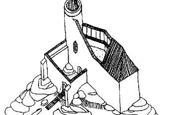 Rekonstrukce hradu z období kolem roku 1400 ( © B. Guerquin 1974)
