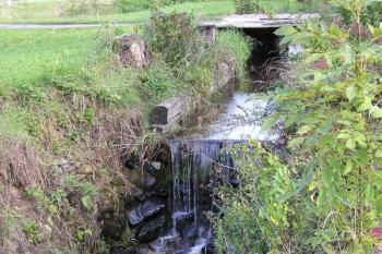 Pohled na zachovalý hamerský náhon v úrovni Hamru č. II, který k náhonu přiléhal na levé straně ( © Jan P. Štěpánek 09/2007)