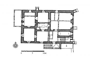 Půdorys přízemí ( © Svoboda L. in Kolektiv autorů: Encyklopedie českých tvrzí, 1. díl, [A-J], Argo, 1997)