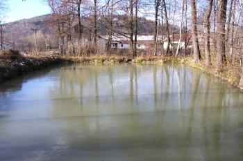 rybníček nad bývalým plavebním kanálem v úrovni statku na severu Pržna ( © Jan P. Štěpánek 11/2007)