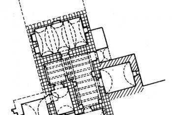 Půdorys sklepů staršího sídla ( © Encyklopedie českých tvrzí, 2. díl., Argo, Praha 2000)