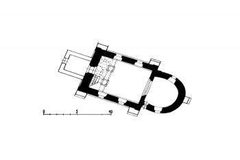 půdorys kostela ( © B. Samek: Umělecké památky Moravy a Slezska, část 1. [A/I], Academia, Praha 1994)