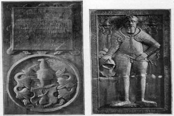náhrobníky z pakoměřického kostela ( © Antonín Podlaha, Eduard Šittler: Soupis památek historických a uměleckých v Království českém, sv. 15, Politický okres Karlínský, Arch. komise při České akademii, Praha 1901)