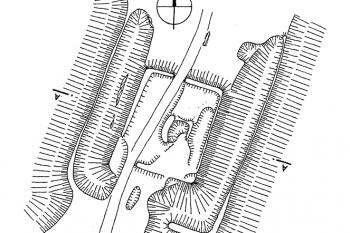 terénní náčrt (© M. Plaček: Ilustrovaná encyklopedie moravských hradů, hrádků a tvrzí, Libri, Praha 2001)