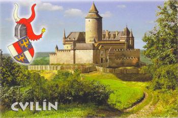 Cvilín kolem roku 1470 s erbem opavských knížat ( © R.Vojkovský)