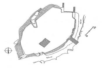 půdorys hradu (© Tomáš Durdík podle F. Gabriela a J. Panáčka (in T. Durdík: Ilustrovaná encyklopedie českých hradů - Dodatky 1, Libri, Praha 2002))