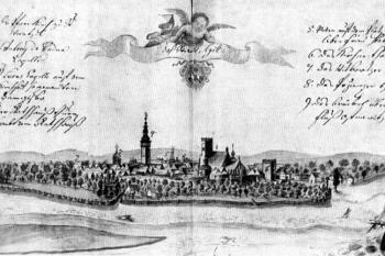 veduta Moravské Ostravy z roku 1728 ( © Zmizelá Morava a Slezsko-Ostrava: B. Navrátil, Paseka, Praha 2007)
