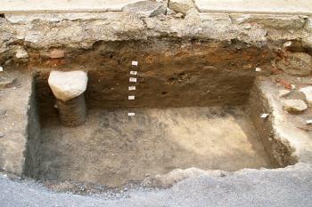 Pohled na archeologické naleziště na ul. Puchmajerova, které bylo objeveno při rekonstrukci kanalizace na této ulici. (© Miroslav BITTER 06/2007)