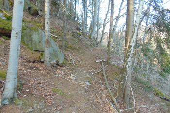 dnešní přístup vede po prudkém vých. srázu (© Dušan Dohňanský  04/2021)