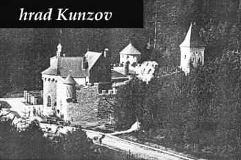 pohled na areál hradu Kunzova od severovýchodu ( © Bartovský: Vlastivěda Moravská - Hranický okres 1924)