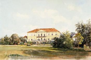 zámek v Mikšové na počátku 2. poloviny 19. století ( © Thomas Enders (1793-1875))
