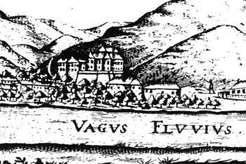 starší zámek v Považském Podhradí v roce 1676 ( © M. Plaček, M. Bóna: Encyklopedie slovenských hradů, Libri, Praha 2007)