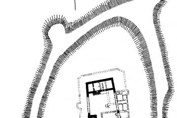 půdorys hradu ( © J. Salm podle B. Guerquina (in L. Kajzer, S. Kołodziejski, J. Salm: Leksykon zamków v Polsce,nakl. Arkady, Warszawa, 2003))