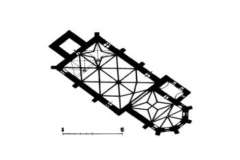 půdorys kostela ( © kol.: Umělecké památky Čech, část 2. [K/O], Academia, Praha 1978)