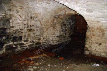 Sklepní prostory a zazděný vstup do sklepení starého objektu dvora ( © Miroslav BITTER 04/2008)