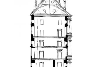 řez zámkem (© A. Prokop, Die Markgrafschaft Mähren in kunstgeschichtlicher Beziehung 3., Wien, 1904.)
