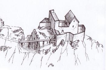 rekonstrukce předpokládané podoby tzv. zadního hradu  ( © Jan P. Štěpánek 01/2010)