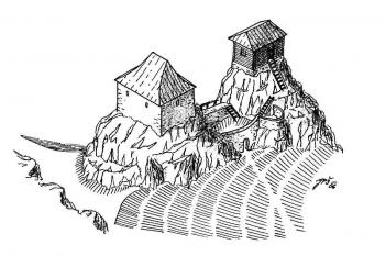 Hypotetická hmotová rekonstrukce hradu Rabenštejn ( © Jan P. Štěpánek 03/2006)
