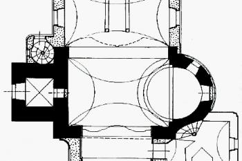 půdorys kostela ( © kol.: Umělecké památky Čech, část 1. [A/J], Academia, Praha 1977)