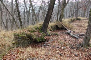 Zachovaná hradby na jižní, vnitřní straně jádra ( © Roman Řezáč 12/2004)