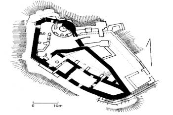 půdorys jádra ( © W. Niewalda, H. Rojkowska (in L. Kajzer, S. Kołodziejski, J. Salm: Leksykon zamków w Polsce, Arkady, Warszawa 2003))