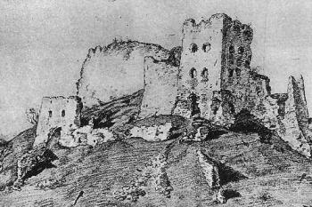 pohled od severu v pol. 19. století ( © kresba M. Cercha, 1857)