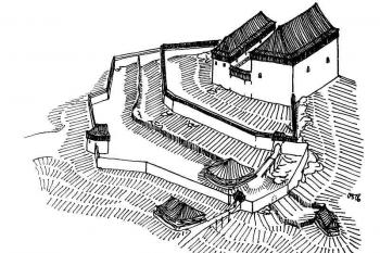 Hypotetická rekonstrukce podoby hradu Tepenec ( © Ondřej Štěpánek 04/2006)