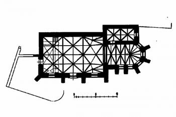 půdorys kostela ( © kol.: Umělecké památky Čech, část 3. [P/Š], Academia, Praha 1980)