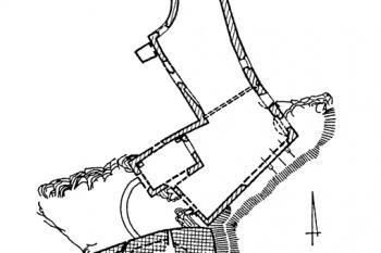 Půdorys přízemí věže a patra paláce ( © zaměření podle IHASIT (in Małgorzata Chorowska: Rezydencje średniowieczne na Śląsku, Oficyna wydawnicza Politechniki Wrocławskiej, Wrocław, 2003)