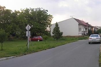 celkový pohled na předpokládané místo tvrze, v pozadí budovy zrušeného dvora ( © Ondřej Štěpánek 07/2008)
