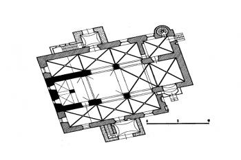 půdorys kostela ( © kol.: Umělecké památky Čech, část 3. [P/Š], Academia, Praha 1980)