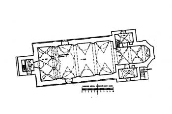 půdorys kostela ( © Průzkum sakrálních objektů okresu Chomutov, 2000)
