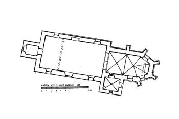 půdorys kostela ( © Průzkum sakrálních objektů okresu Chomutov, 2000)