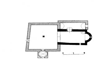 půdorys kostela (© kol.: Umělecké památky Čech, část 4. [T/Ž], Academia, Praha 1982)
