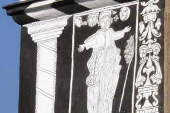 sgrafitová figurální výzdoba fasády zámku ( © Jan P. Štěpánek 05/2009)