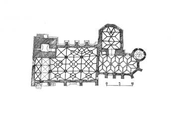 půdorys kostela ( © kol.: Umělecké památky Čech, část 1. [A/J], Academia, Praha 1977)