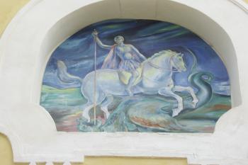 freska  sv. Jiří na průčelí ( © Milan Caha 08/2008)