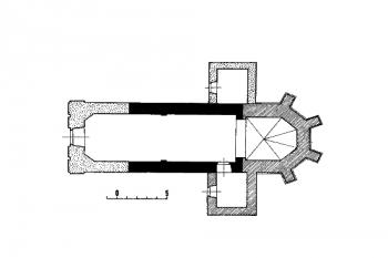 půdorys kostela ( © kol.: Umělecké památky Čech, část 4. [T/Ž], Academia, Praha 1982)