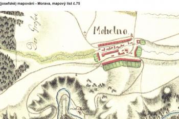 Městečko Mohelno při 1. vojenském mapování (© Ivo Rozehnal  08/2022)