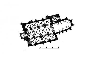 půdorys kostela (© kol.: Umělecké památky Čech, část 4. [T/Ž], Academia, Praha 1982)