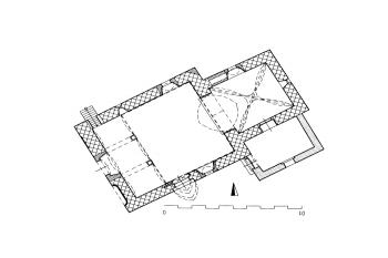 půdorys kostela (© M. Kovář, V, Vaněk, H. Hlaváčková, P. Macek: Kostel sv. Bartoloměje v Třebovli ve středověku, Průzkumy památek XVII/1, NPÚ-ÚOP Středních Čech v Praze, Praha 2010)