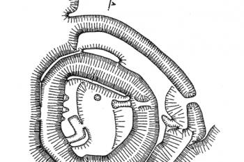 terénní náčrt hradu (© M. Plaček: Ilustrovaná encyklopedie moravských hradů, hrádků a tvrzí, Libri, Praha 2001)