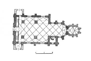 půdorys kostela ( © kol.: Umělecké památky Čech, část 3. [P/Š], Academia, Praha 1980)