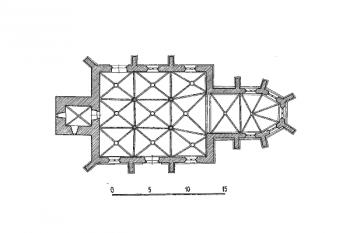 půdorys kostela ( © kol.: Umělecké památky Čech, část 2. [K/O], Academia, Praha 1978)