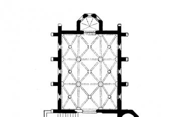 půdorys v úrovni přízemí ( © A. Prokop : Die Markgraftschaft Mähren in kunstgeschichtlichen Beziehung, Band I-IV, R.  Spies & Co. Verlag, Wien 1904)