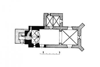 půdorys kostela ( © kol.: Umělecké památky Čech, část 4. [T/Ž], Academia, Praha 1982)