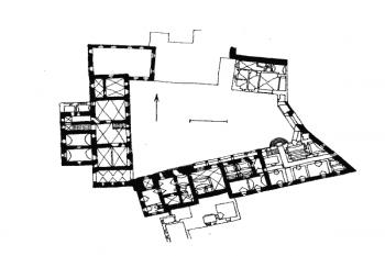 půdorys přízemí zámku ( © P. Vlček: Ilustrovaná encyklopedie českých zámků, Libri, Praha 1999)