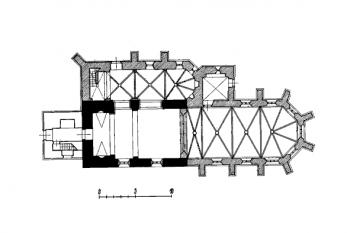 půdorys kostela ( © kol.: Umělecké památky Čech, část 3. [P/Š], Academia, Praha 1980)